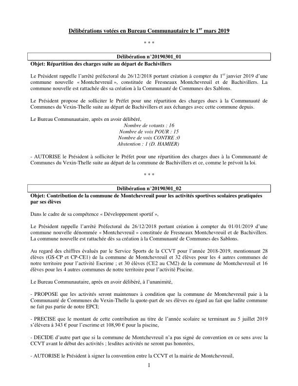 Bureau Communautaire - 01 mars 2019