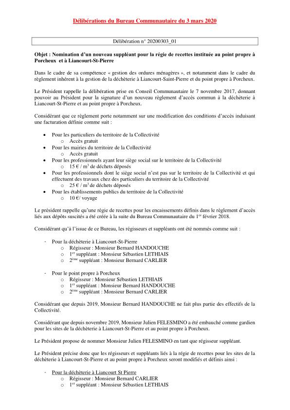 Bureau Communautaire - 03 mars 2020