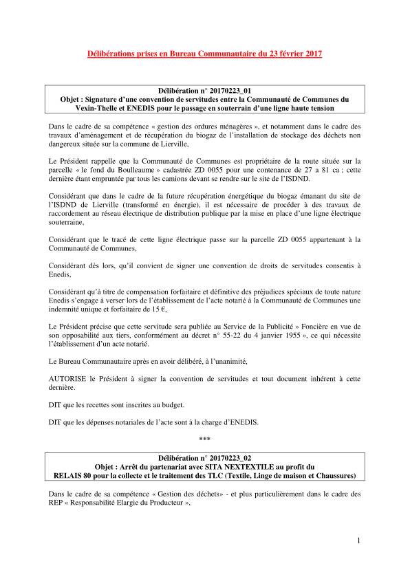 Bureau Communautaire - 23 février 2017