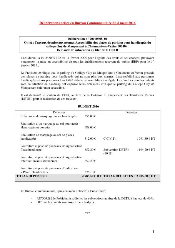 Bureau Communautaire - 8 mars 2016