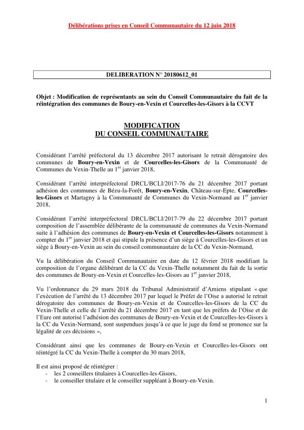 Conseil Communautaire - 12 juin 2018