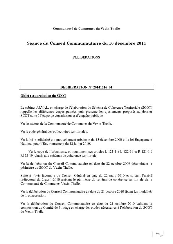 Conseil Communautaire - 16 décembre 2014