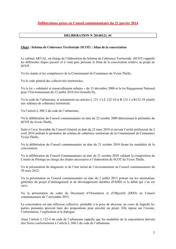 Conseil Communautaire - 21 janvier 2014