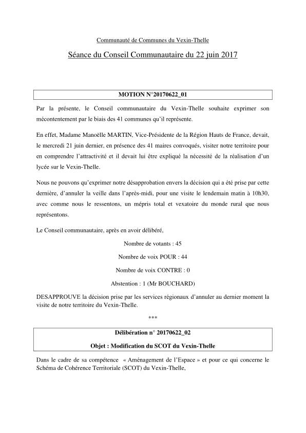 Conseil Communautaire - 22 juin 2017