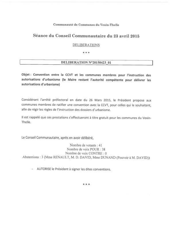 Conseil Communautaire - 23 avril 2015