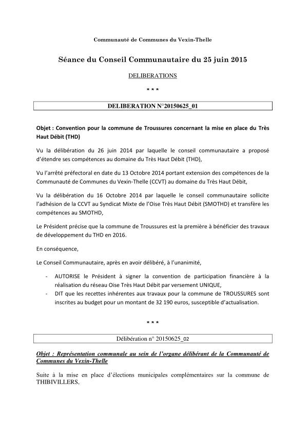 Conseil Communautaire - 25 juin 2015