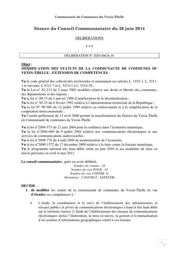 Conseil Communautaire 26 juin 2014