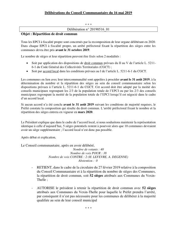 Conseil Communautaire - 16 mai 2019