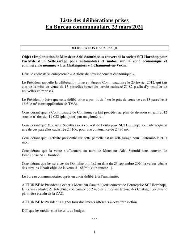 Bureau Communautaire - 23 mars 2021 Bureau Communautaire - 23 mars 2021
