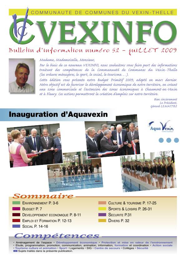 Document PDF contenant le Vexinfo n°52 du mois de juillet 2009