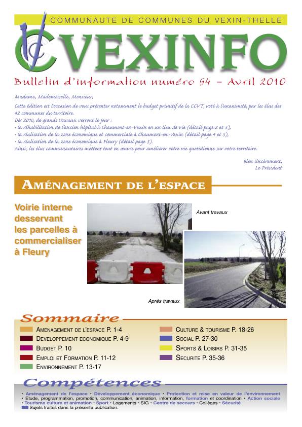 Document PDF contenant le Vexinfo n°54 du mois de avril 2010