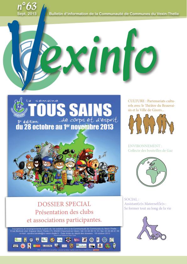 Document PDF contenant le Vexinfo n°63 du mois de septembre 2013