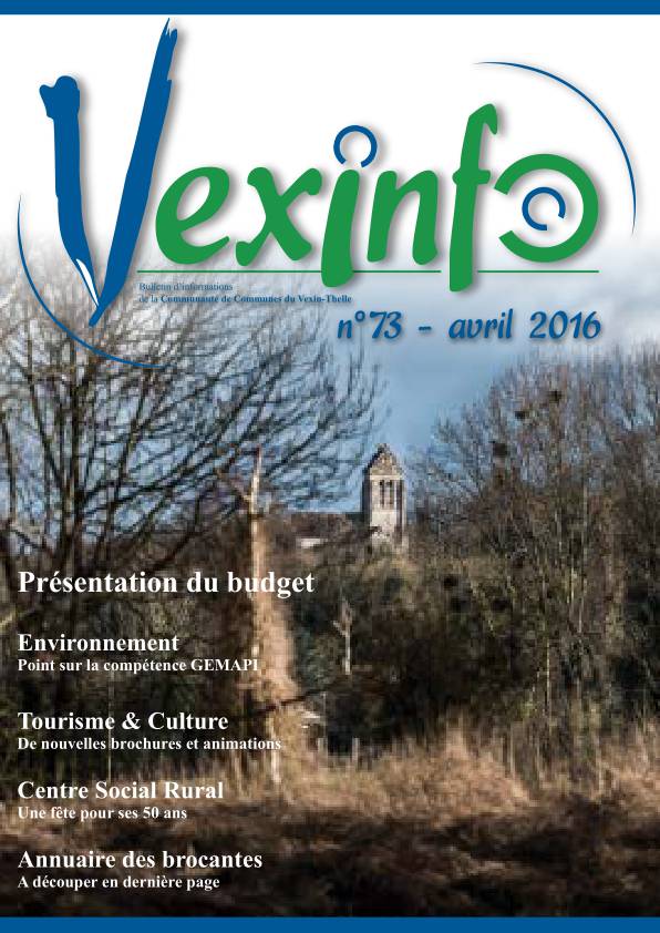 Document PDF contenant le Vexinfo n°73 du mois de avril 2016