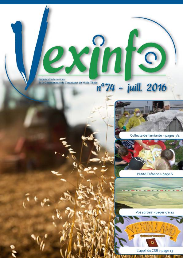 Document PDF contenant le Vexinfo n°74 du mois de juillet 2016