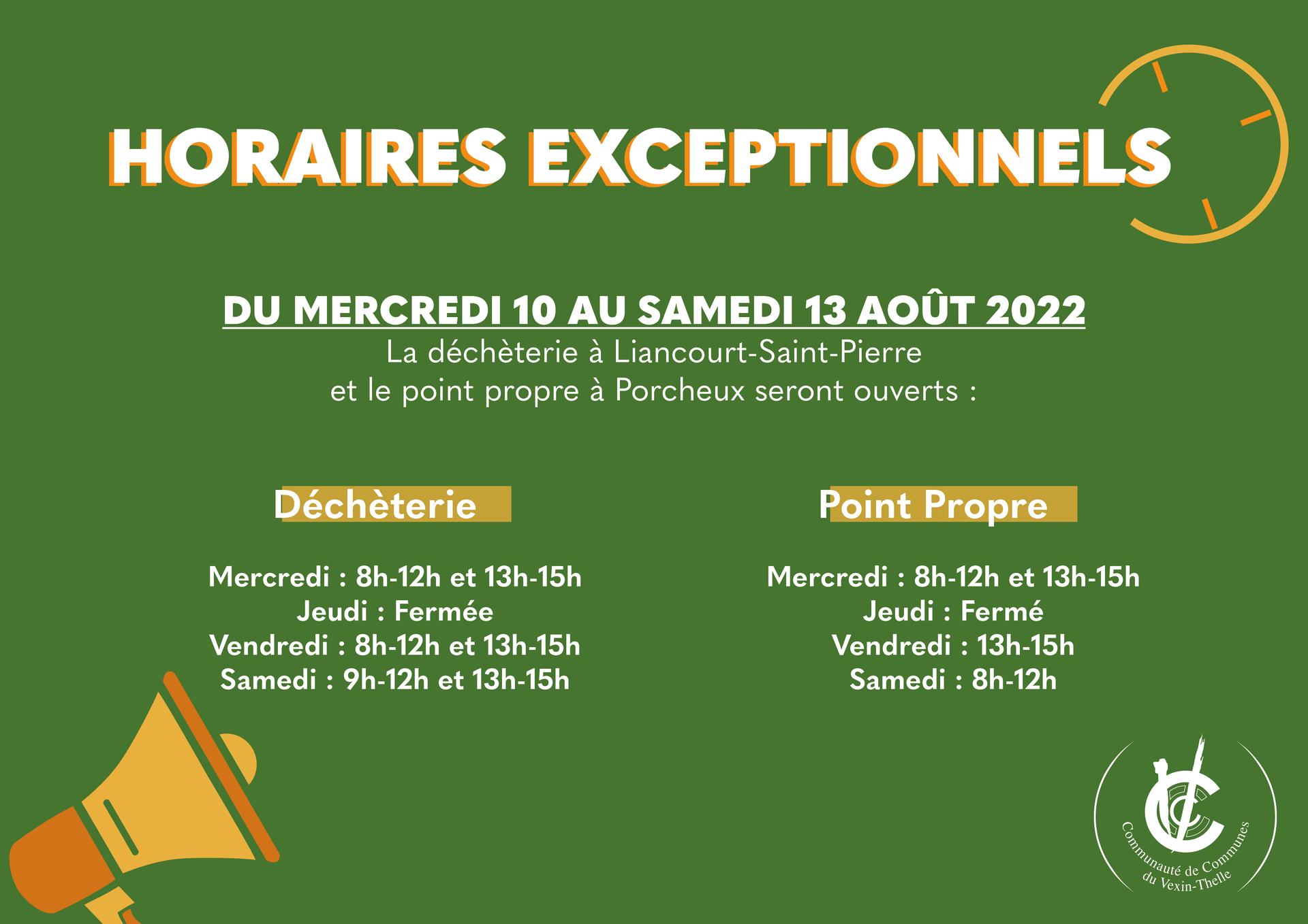 Changement horaires déchèterie et point propre